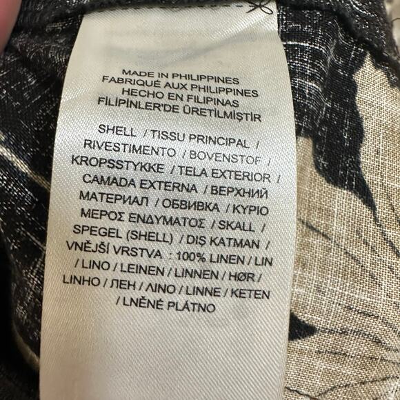 Ralph Lauren Women’s 100% Linen Black and Tan Tropical Floral Wide Leg Pants 6 - Picture 9 of 13